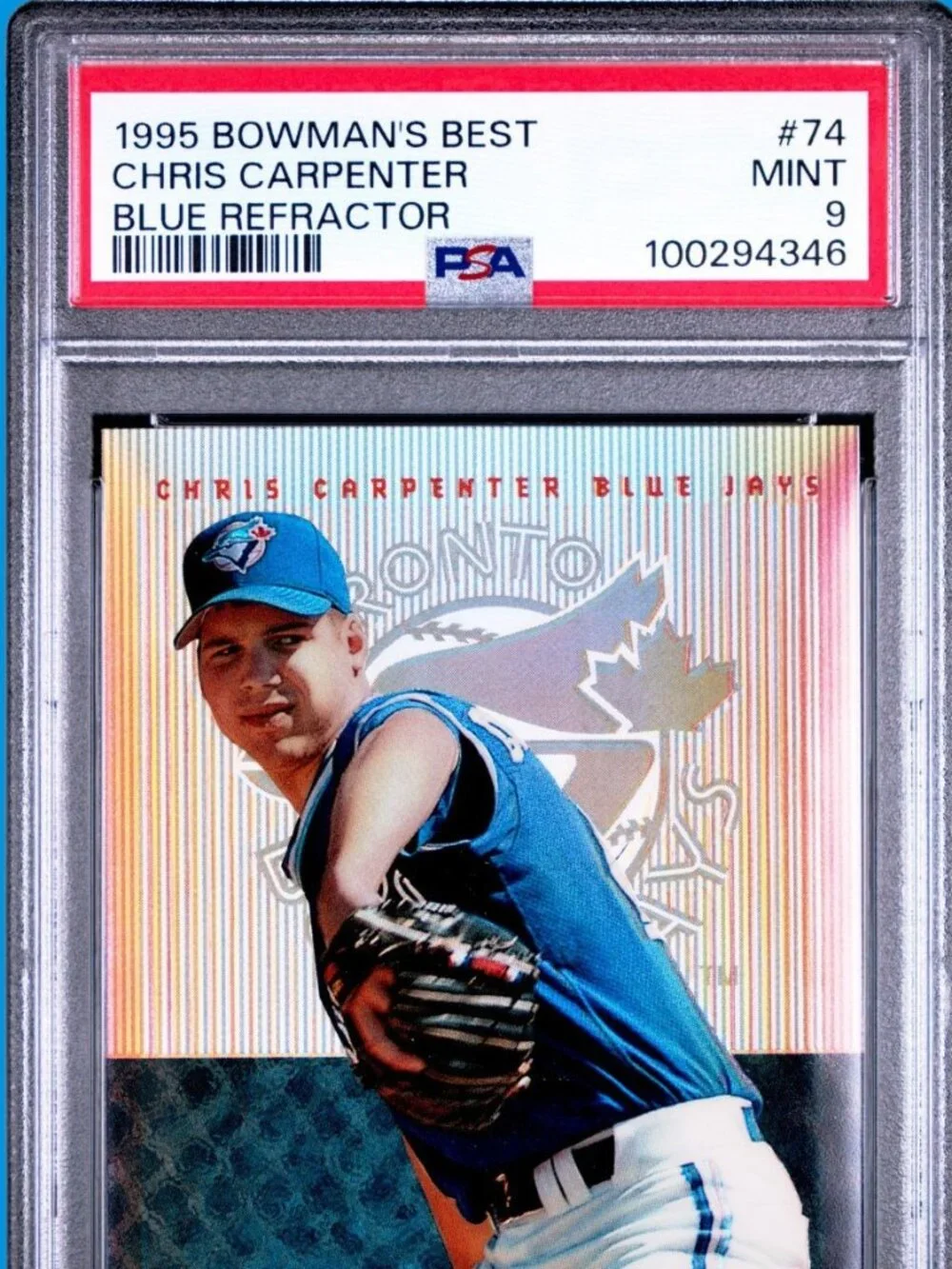 1995 Bowman's Best Refractor CHRIS CARPENTER #74 PSA 9 Mint Rookie